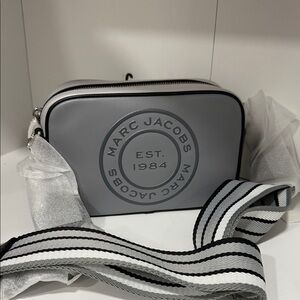New Marc Jacobs Gray Belt Bag with Striped Strap